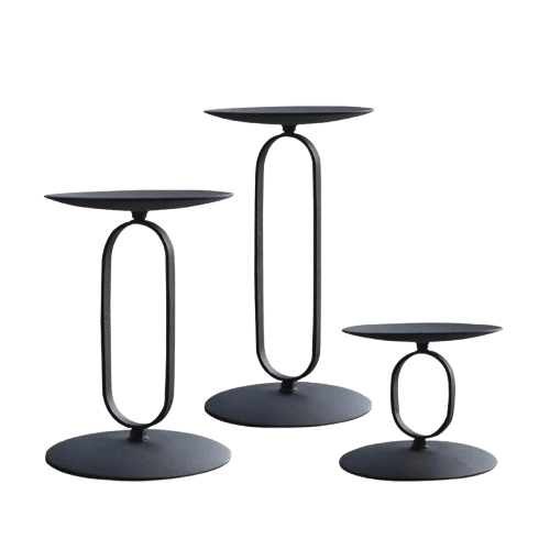 IRON PILLAR CANDLE HOLDER SET OF 3 (BLACK)